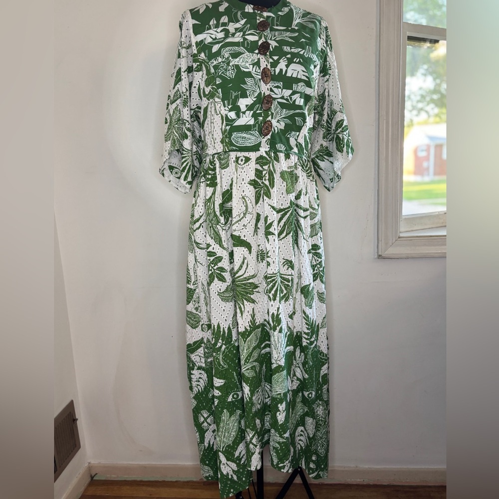 FARM Rio Botanical Green and White Midi Dress - Picture 3 of 8